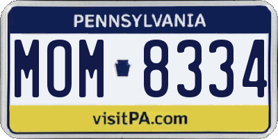 PA license plate MOM8334