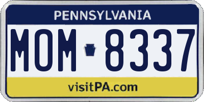 PA license plate MOM8337