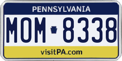 PA license plate MOM8338