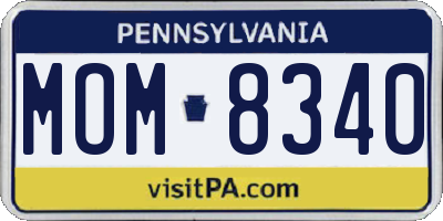 PA license plate MOM8340