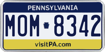 PA license plate MOM8342
