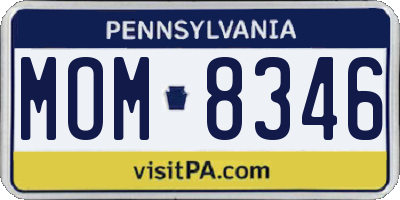 PA license plate MOM8346