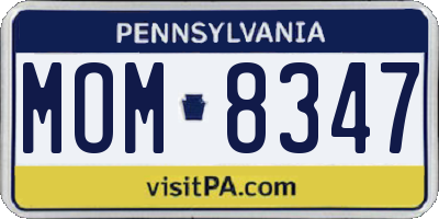 PA license plate MOM8347