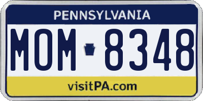 PA license plate MOM8348