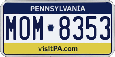 PA license plate MOM8353