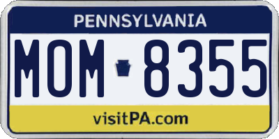 PA license plate MOM8355