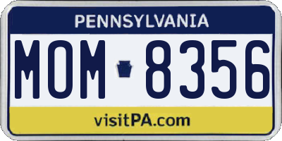 PA license plate MOM8356