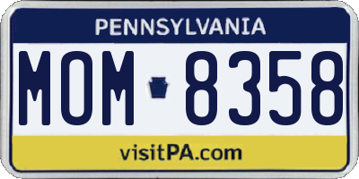 PA license plate MOM8358