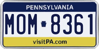PA license plate MOM8361
