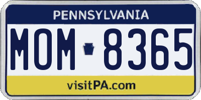 PA license plate MOM8365