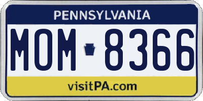 PA license plate MOM8366