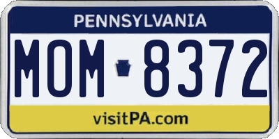 PA license plate MOM8372