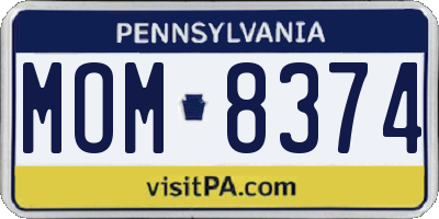 PA license plate MOM8374