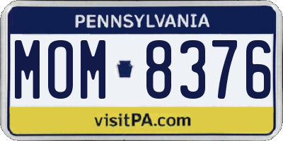 PA license plate MOM8376