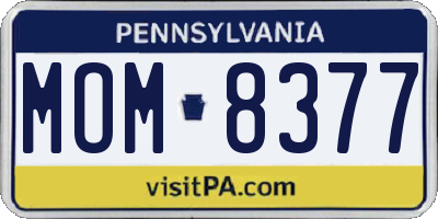 PA license plate MOM8377