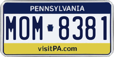 PA license plate MOM8381