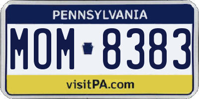 PA license plate MOM8383