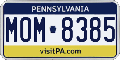 PA license plate MOM8385