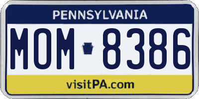 PA license plate MOM8386