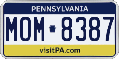 PA license plate MOM8387