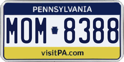 PA license plate MOM8388