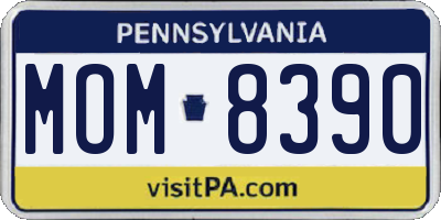 PA license plate MOM8390
