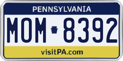 PA license plate MOM8392