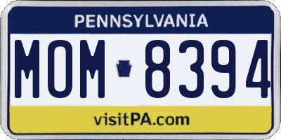 PA license plate MOM8394