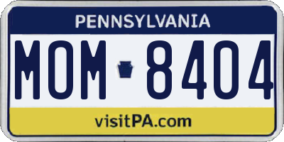 PA license plate MOM8404