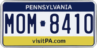 PA license plate MOM8410