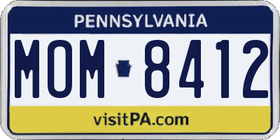 PA license plate MOM8412