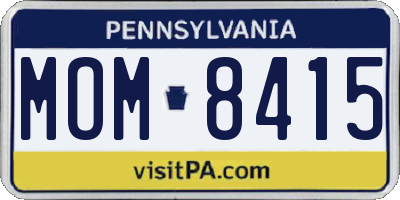 PA license plate MOM8415