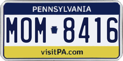PA license plate MOM8416