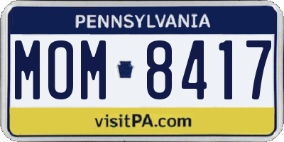 PA license plate MOM8417
