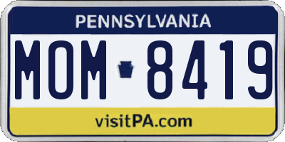PA license plate MOM8419