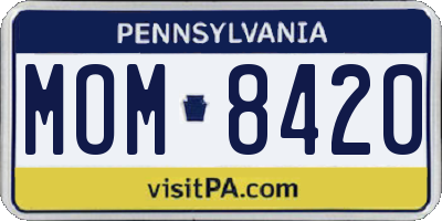 PA license plate MOM8420