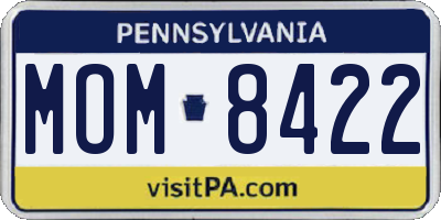 PA license plate MOM8422