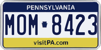 PA license plate MOM8423