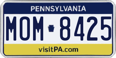 PA license plate MOM8425