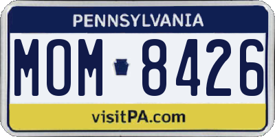 PA license plate MOM8426