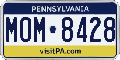 PA license plate MOM8428