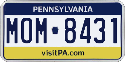 PA license plate MOM8431
