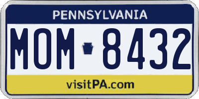 PA license plate MOM8432