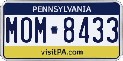 PA license plate MOM8433