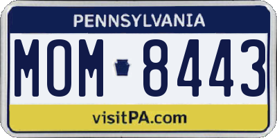 PA license plate MOM8443