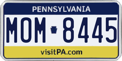 PA license plate MOM8445