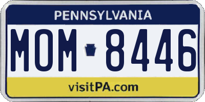 PA license plate MOM8446