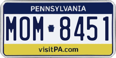 PA license plate MOM8451