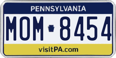 PA license plate MOM8454