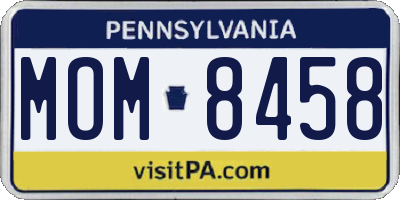 PA license plate MOM8458